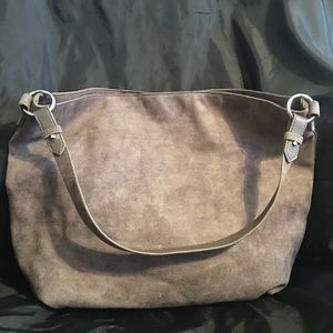 Old Navy Gray Suede Slouchy Tote